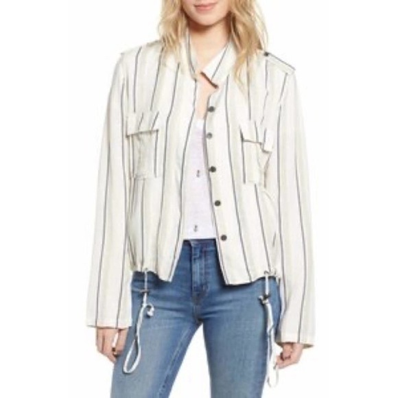 Rails Rowen Coco Striped Linen Blend Utility Short Jacket Size Small - Picture 14 of 15